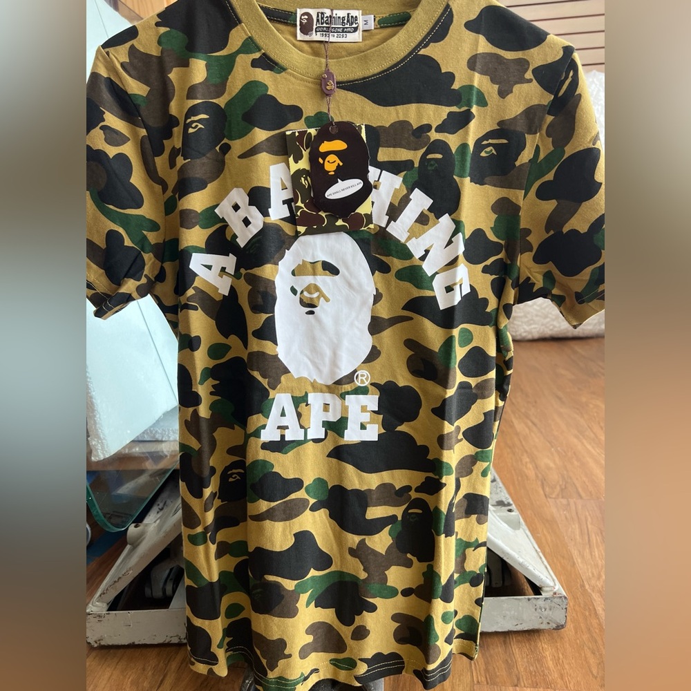 NWT BAPE A Bathing Ape' Green Camo Tee